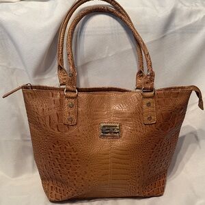 Marc Fisher Brown Crocodile-Patterned Tote